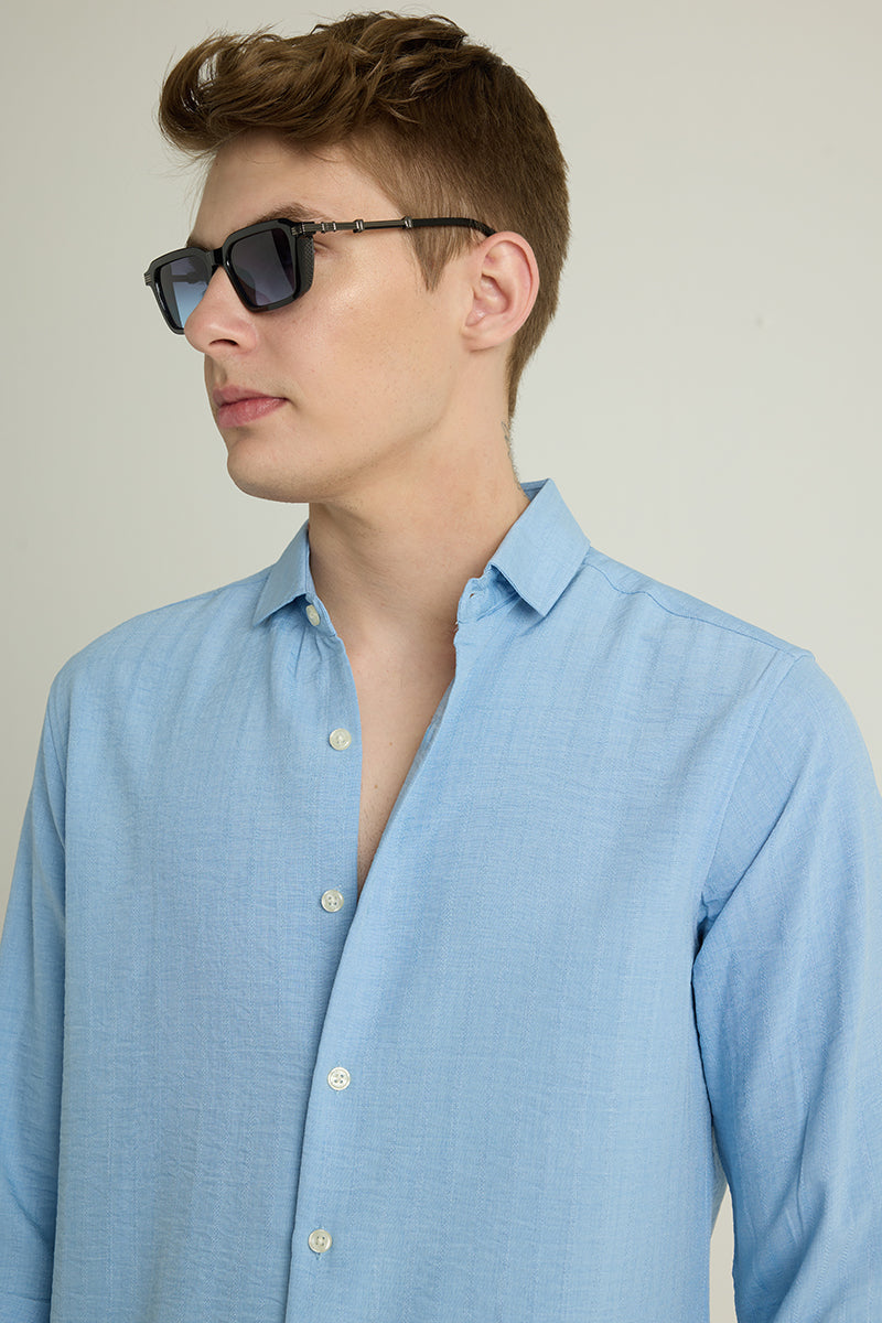 Blue Self Stripe Shirt