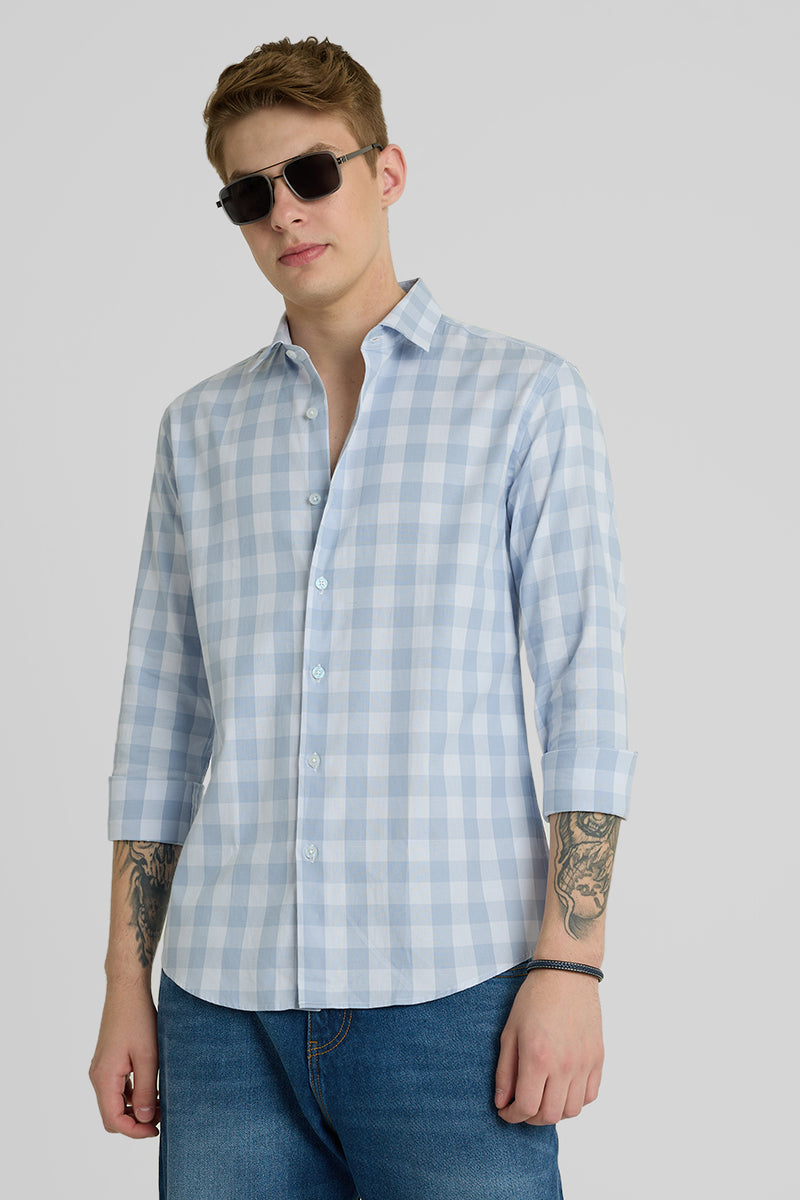 Blue Gingham Slim Fit Shirt