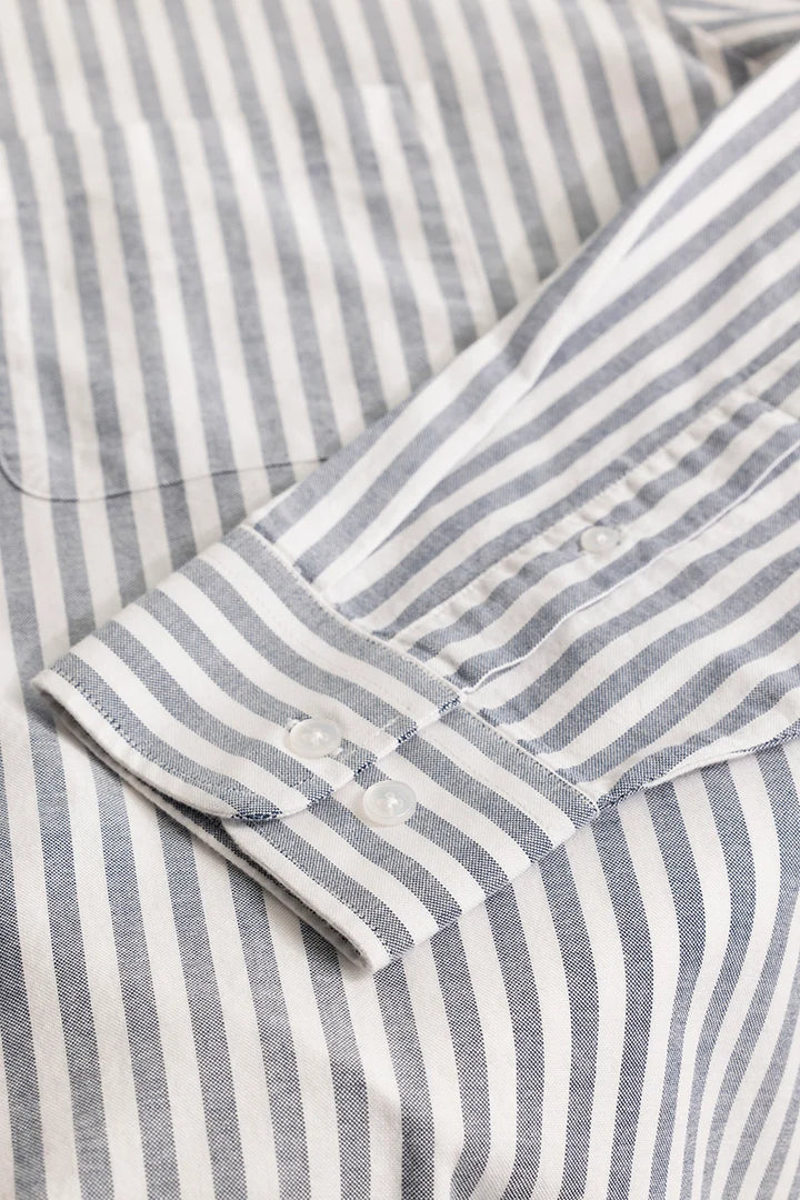 Fortunato Greyish Blue Stripes Plus Size Shirt