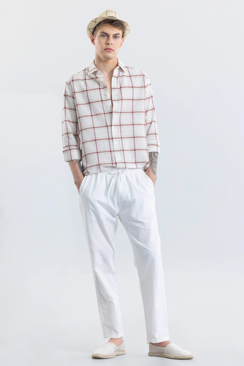 Alessia Red Checks Linen Blend Shirt