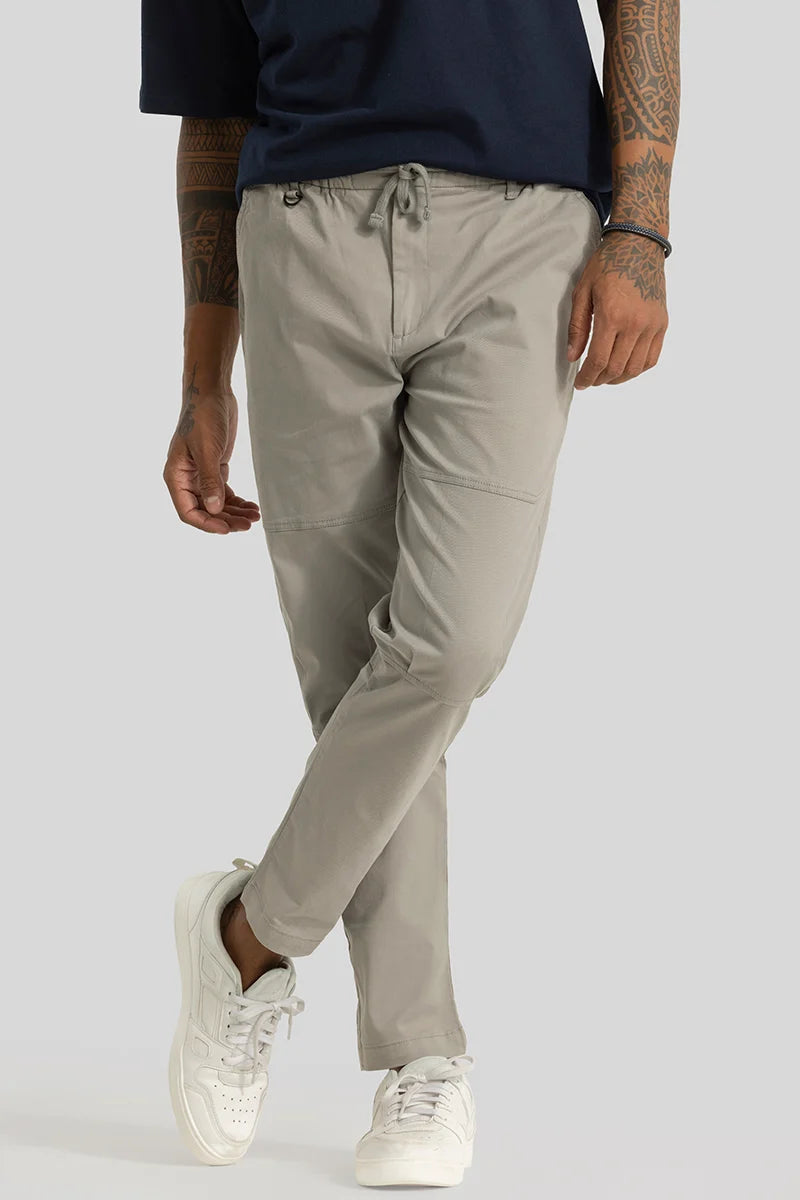 Odyssey Grey Plain Slim Fit Trousers