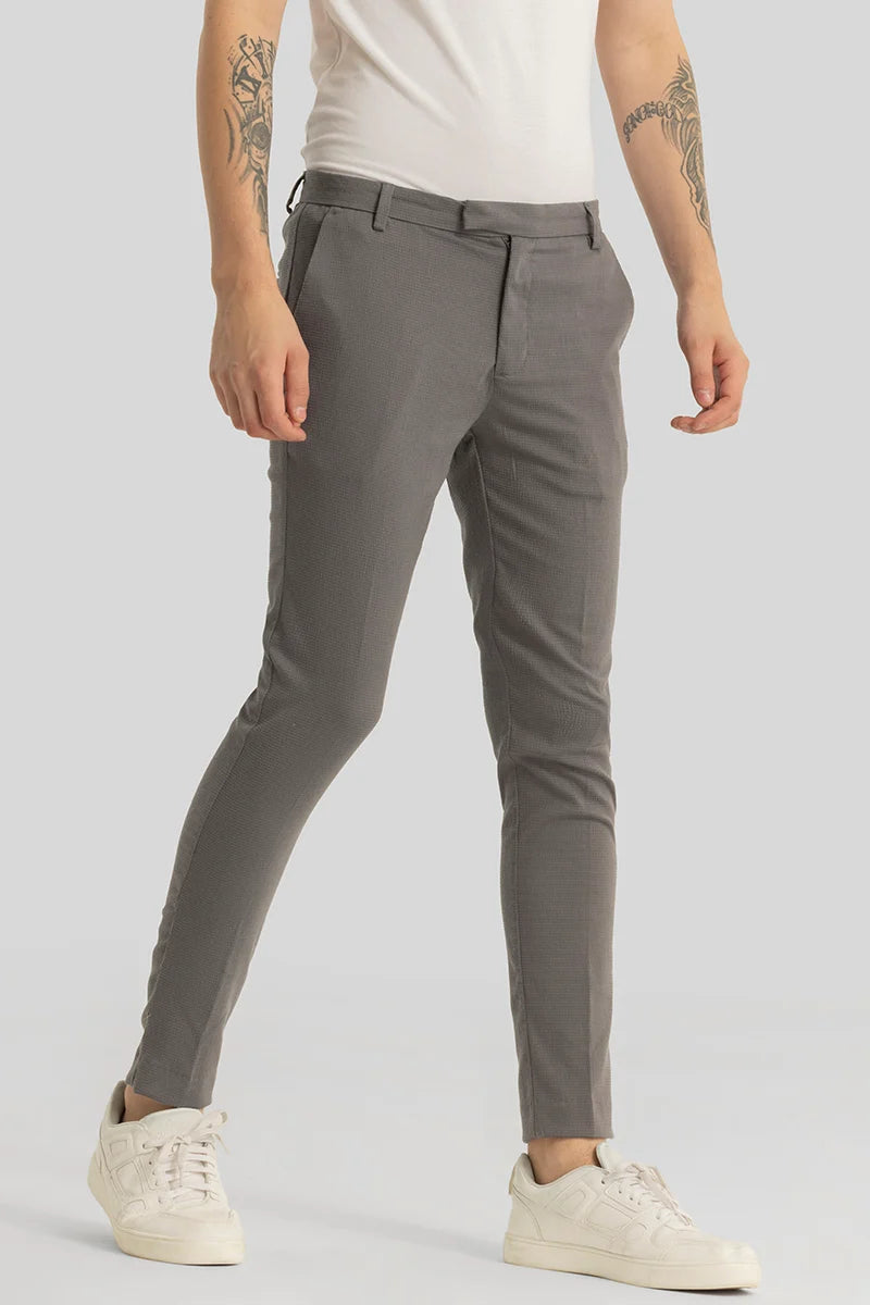 Yann Grey Plain Slim Fit Trousers