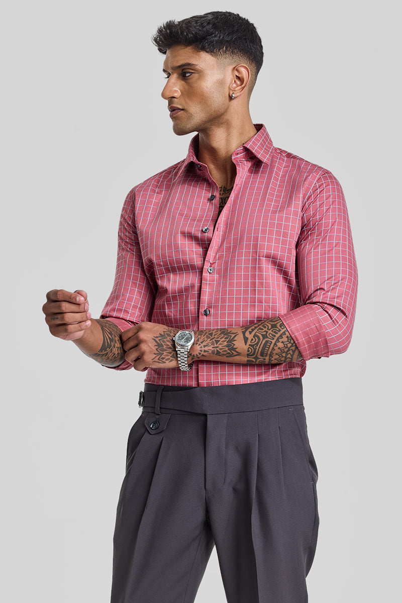 Red Checks Slim Fit Shirt