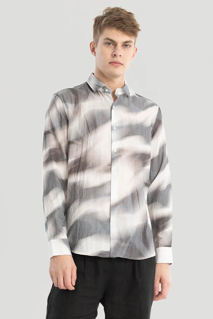 Grey Textured Abstract Shirt