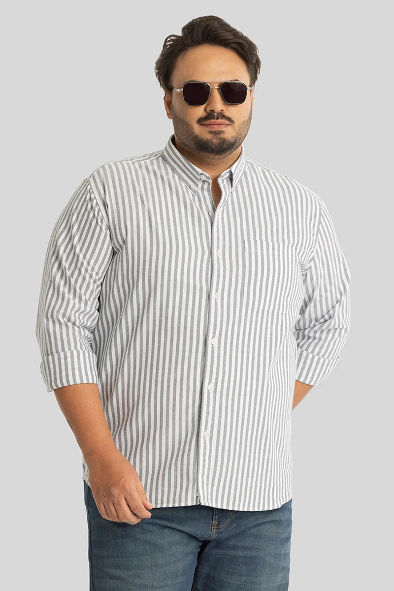 Fortunato Light Grey Stripes Plus Size Shirt