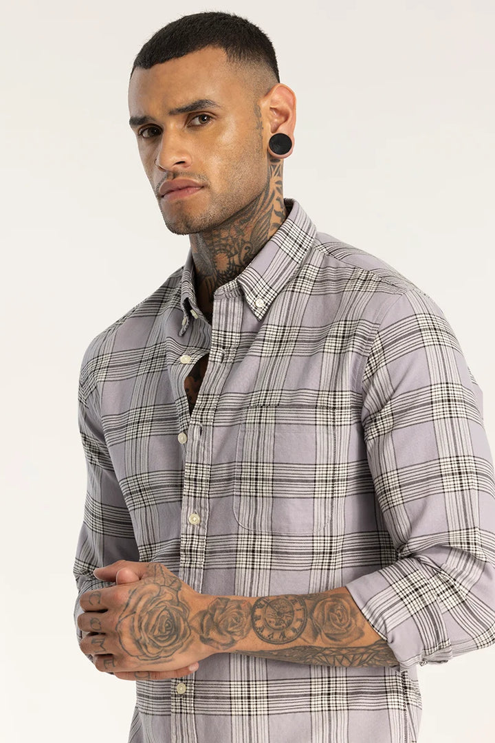 Structured Checks Lavender Shirt