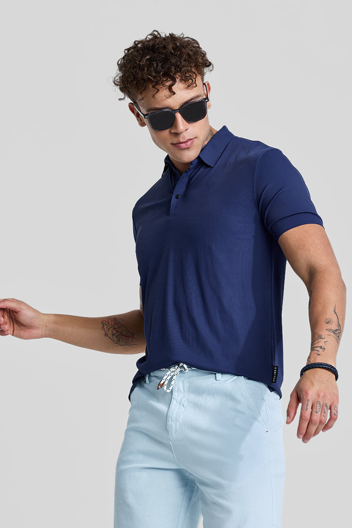 Dark Blue Stitchless Polo T-Shirt