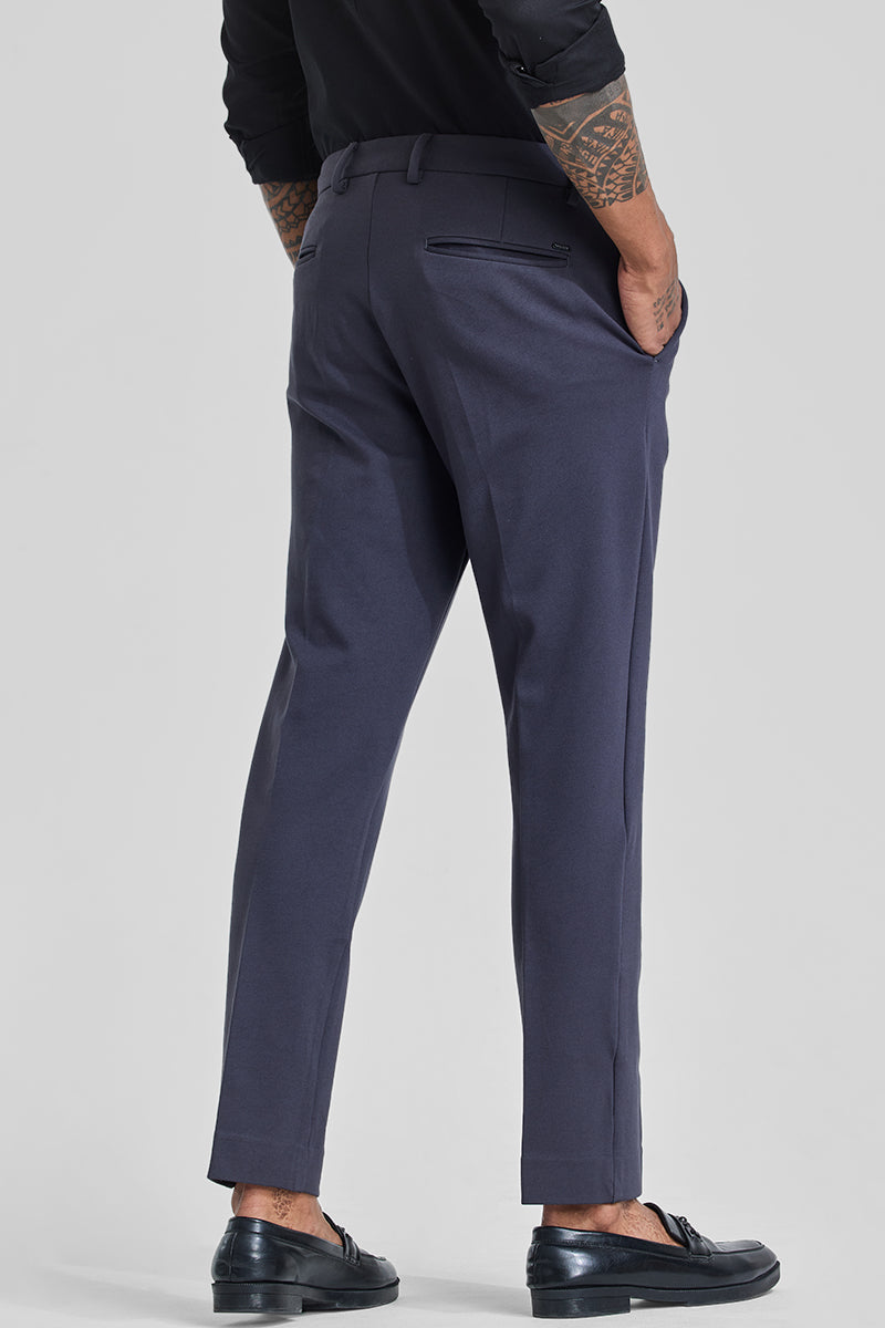 Greyish Blue Slim Fit Trousers