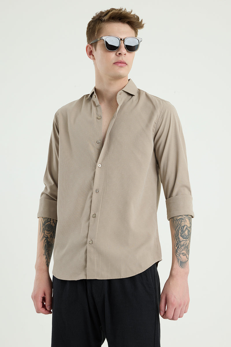 Beige French Collar Shirt