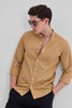 Light Brown Slim Fit Mandarin Shirt