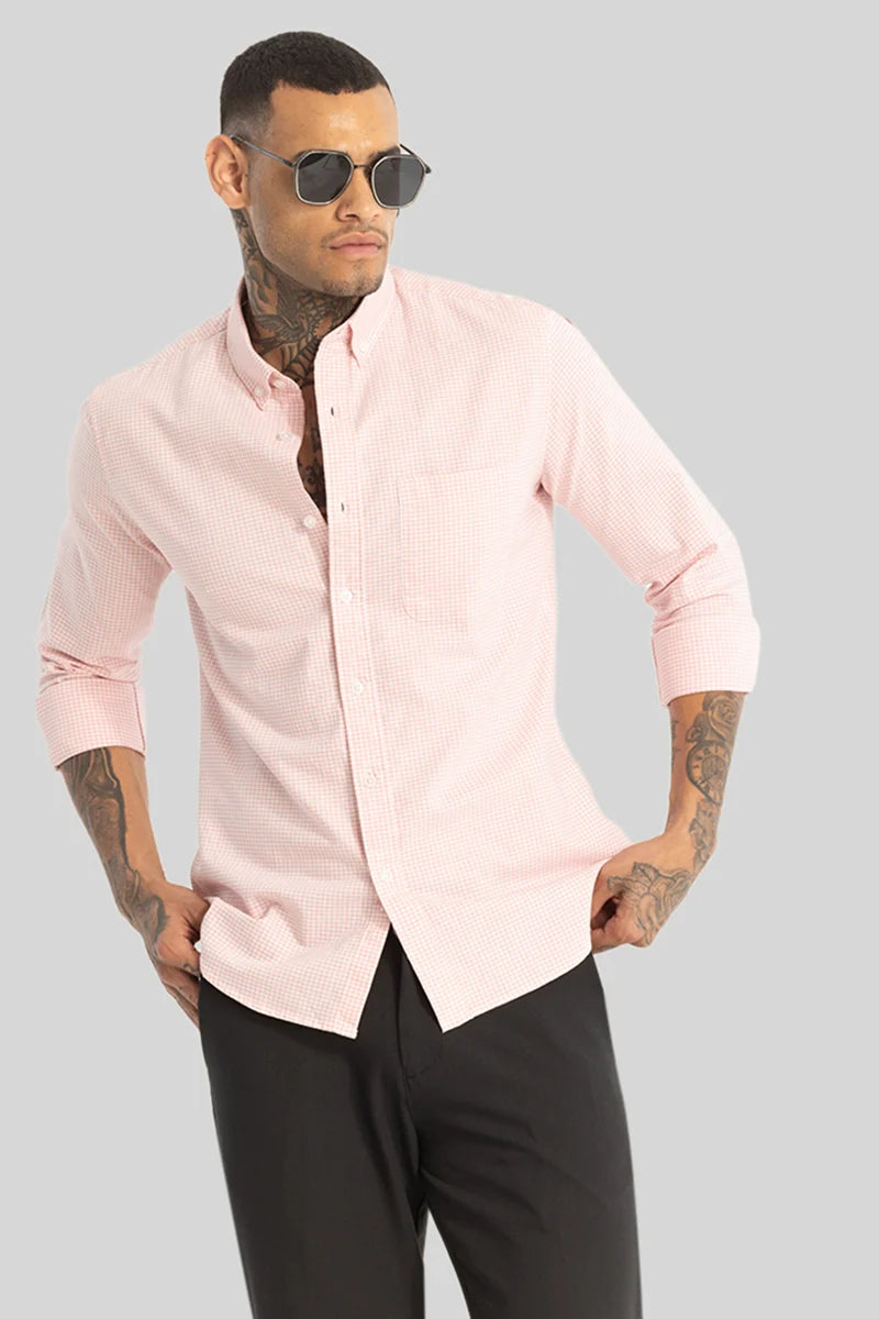 Peach Oxford Checks shirt