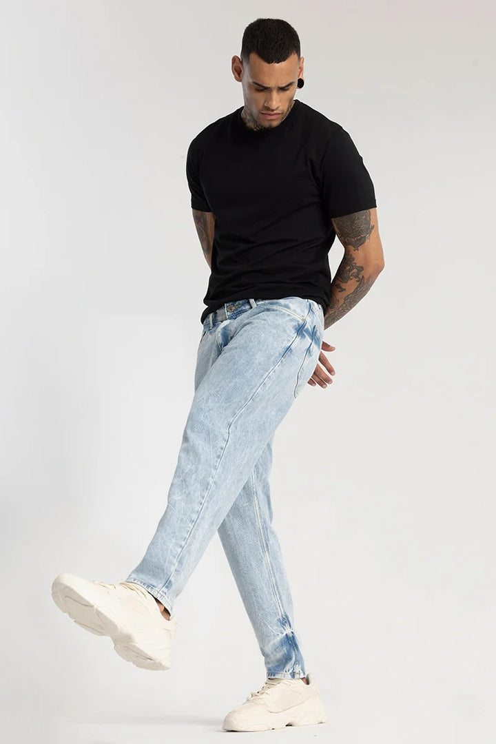 Light Blue Plain Baggy Fit Jeans