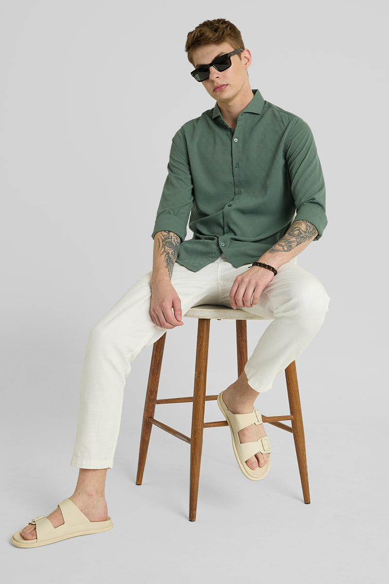 Green French Collar Shirt