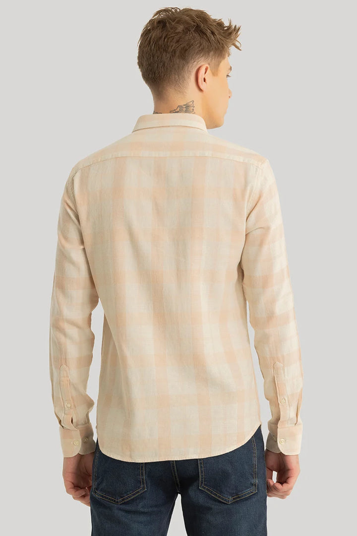 Axis Peach Checks Linen Shirt