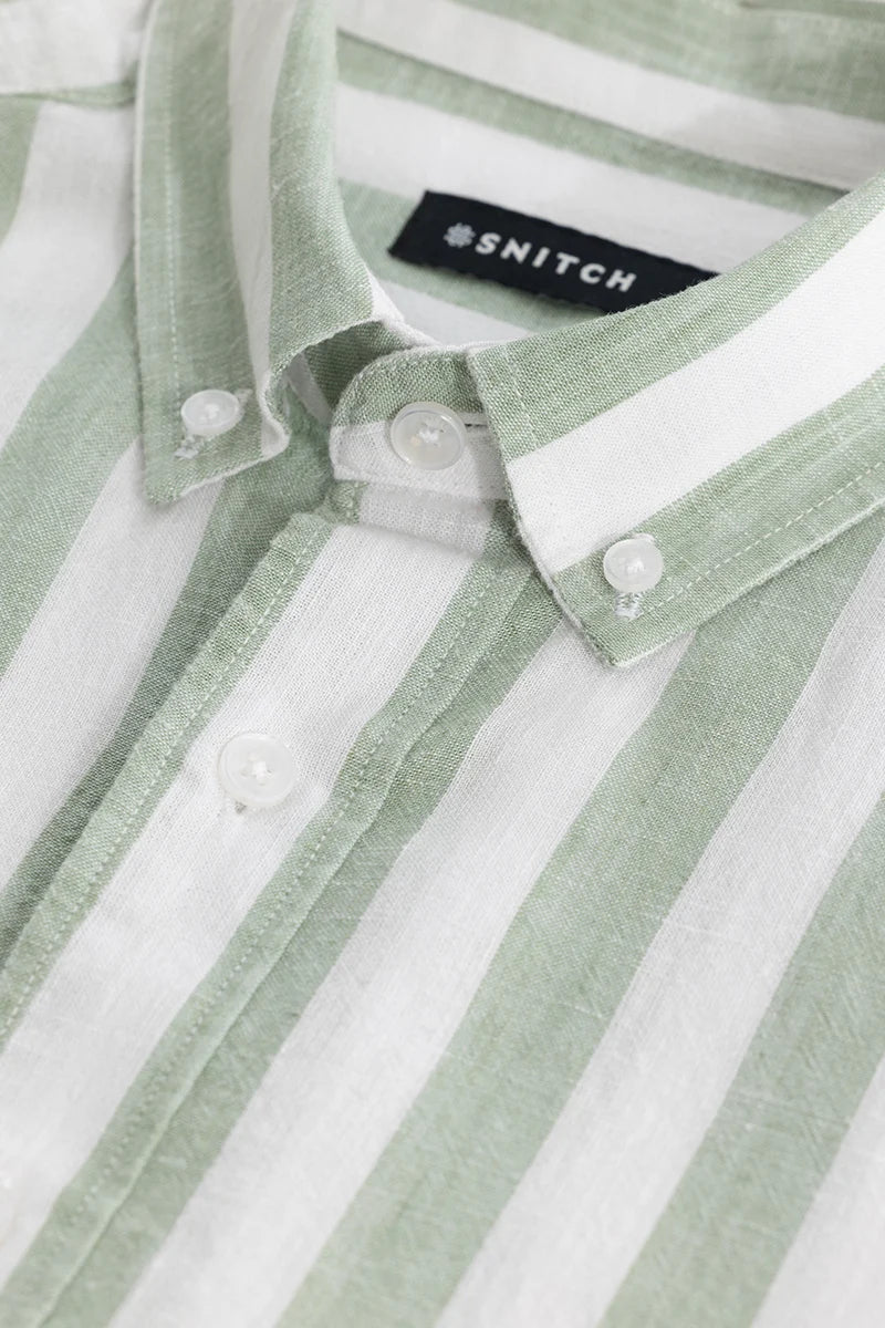 Sage Stripes Linen Blend Shirt