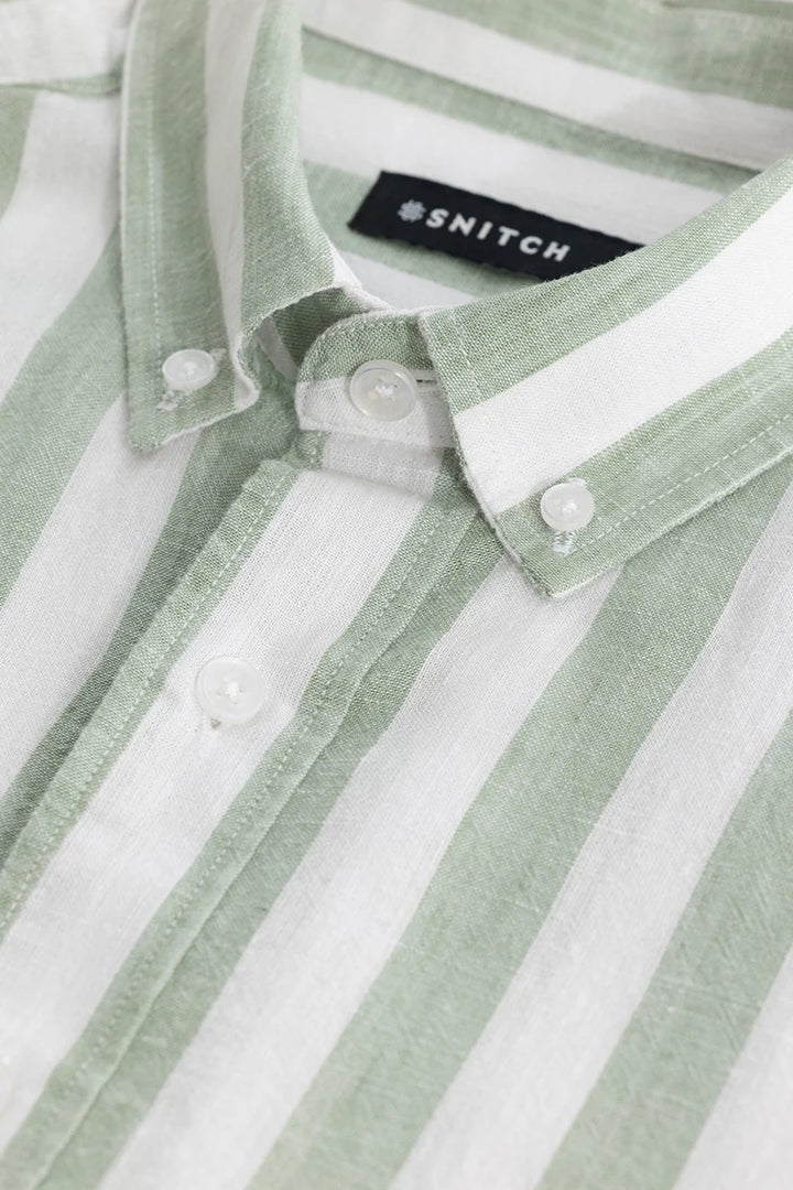 Sage Stripes Linen Blend Shirt