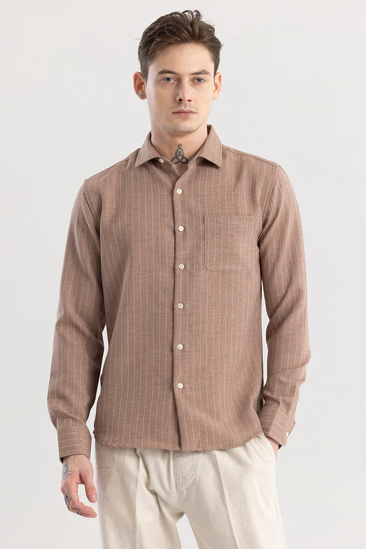 Linen Line Brown Stripe Shirt