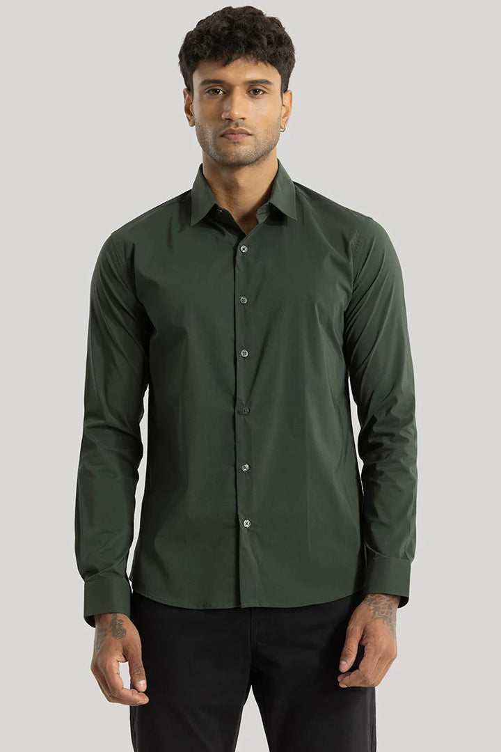 Quinnie Dark Green Plain Shirt