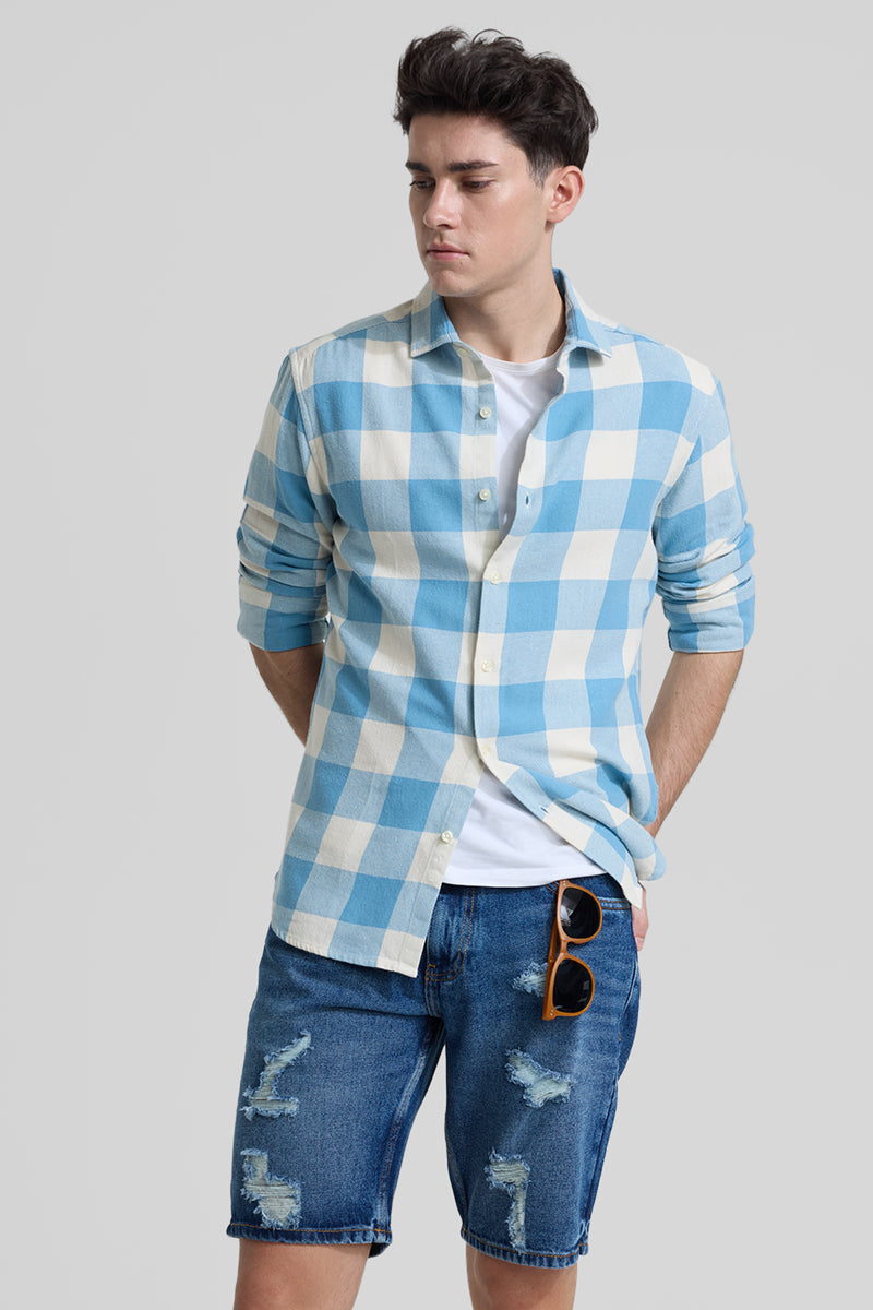 Blue Slim Fit Checks Shirt