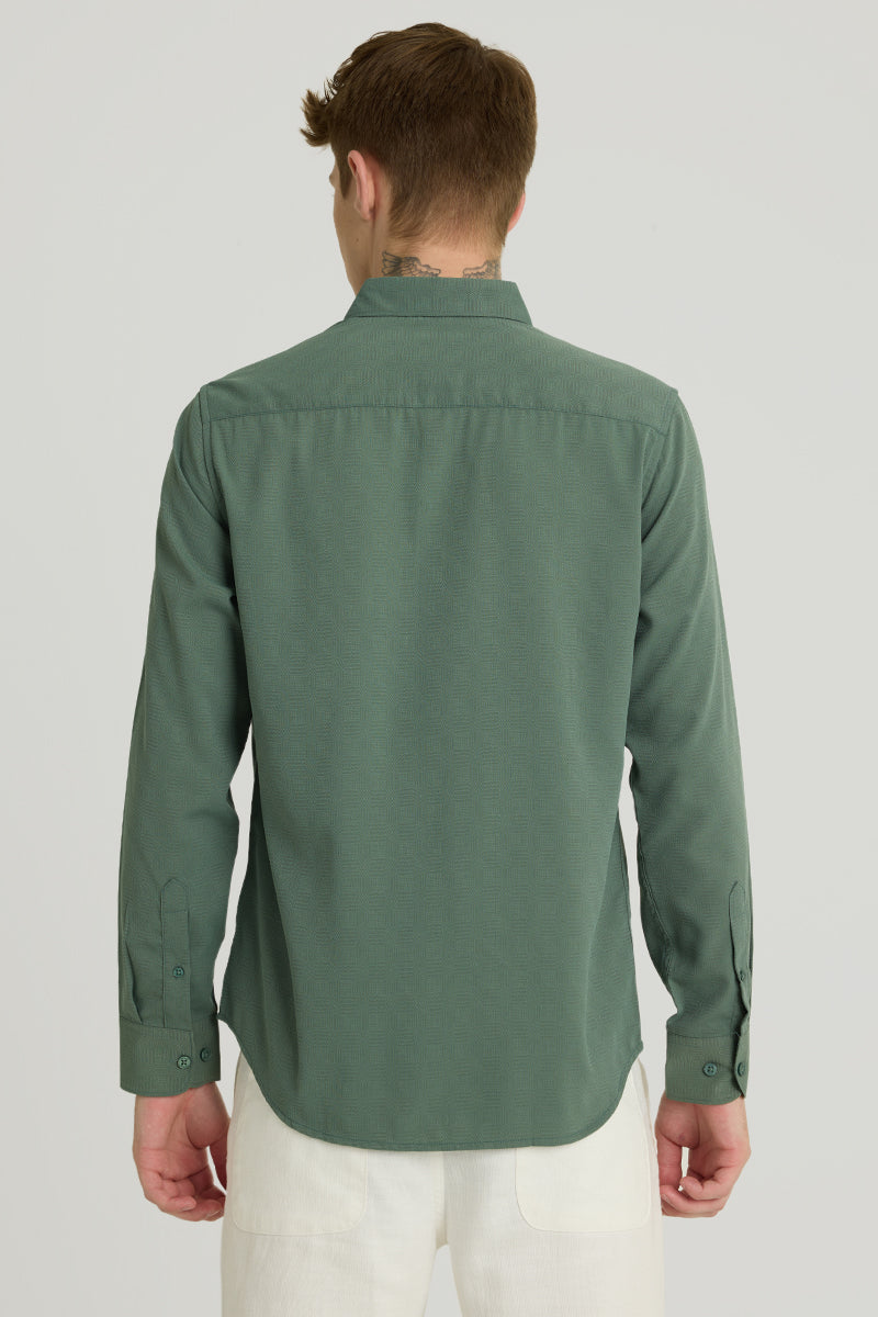 Green French Collar Shirt