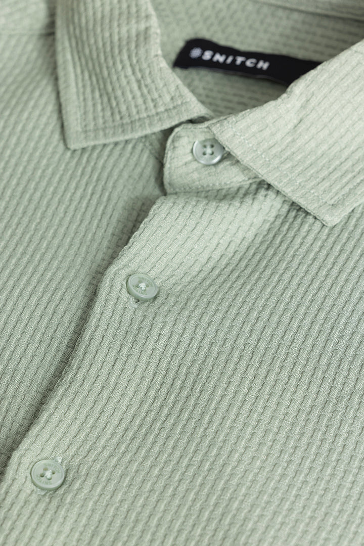 Light Green Slim Fit Textured Shirt