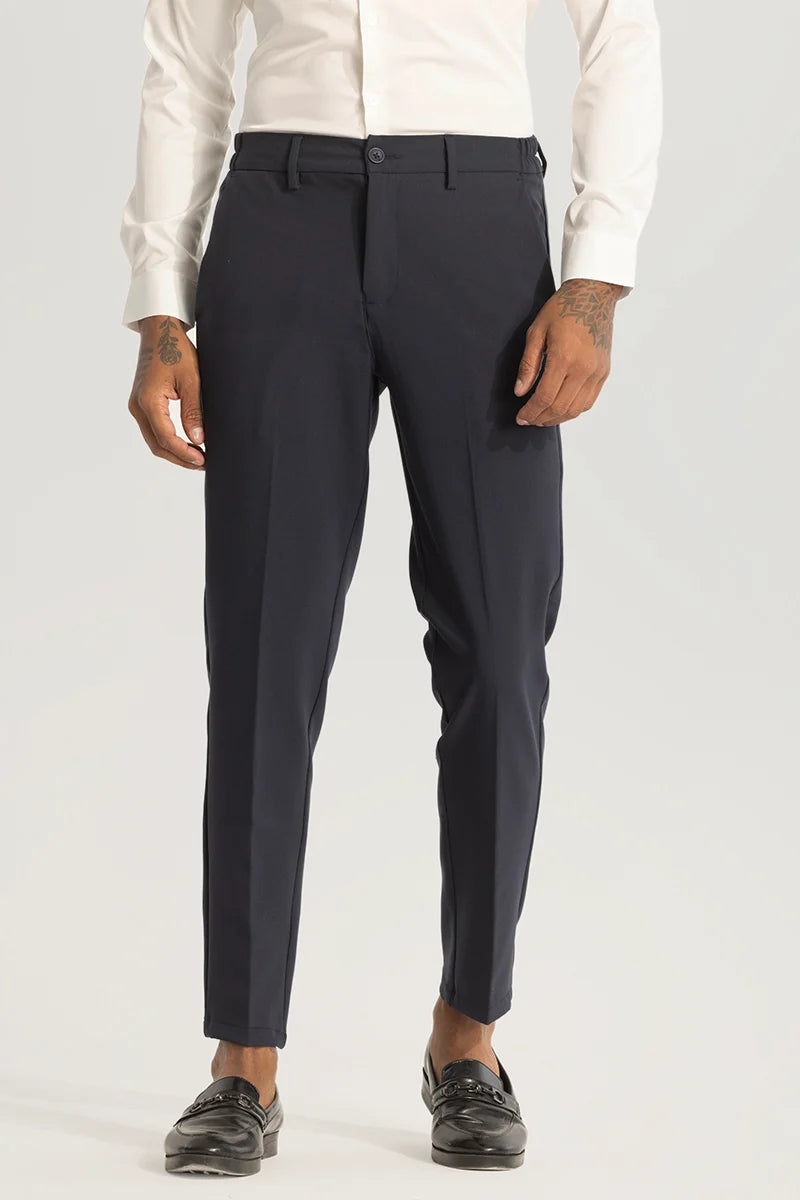 Greyish Blue Slim Fit Trousers