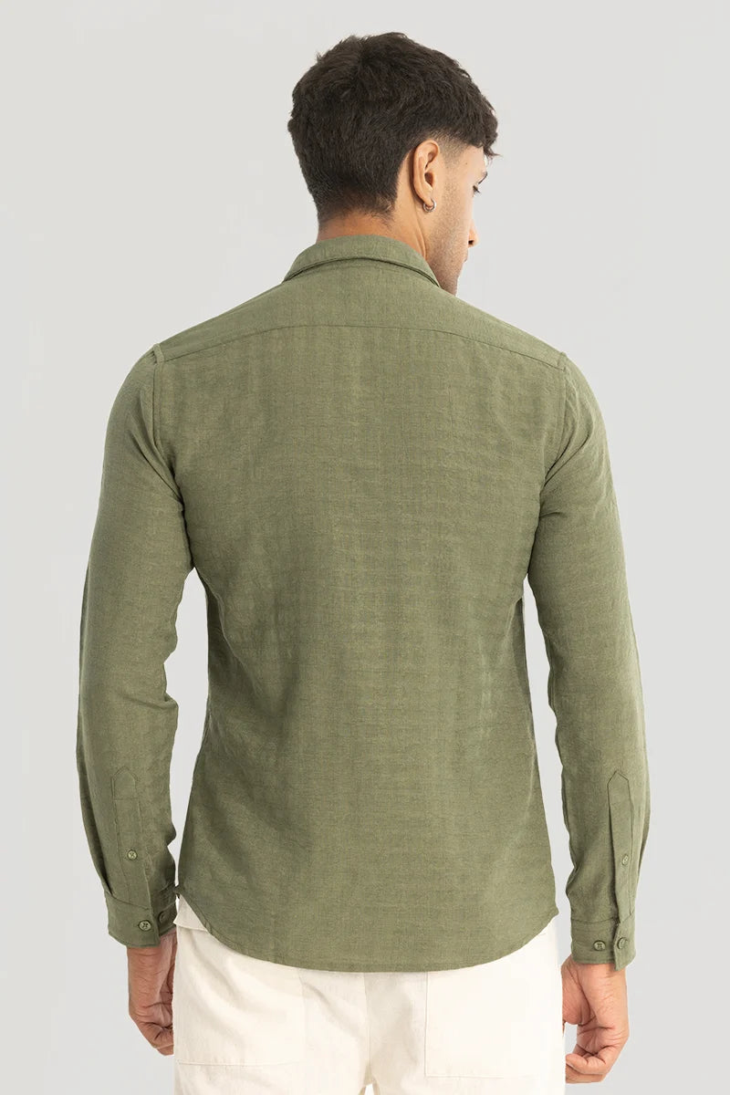 Olive Self-Design Shirt