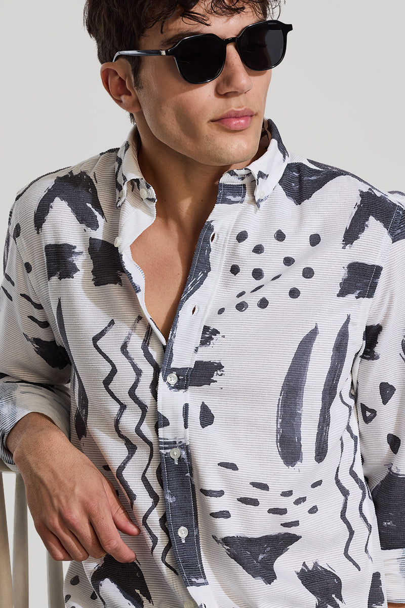 White Textured Abstract Shirt