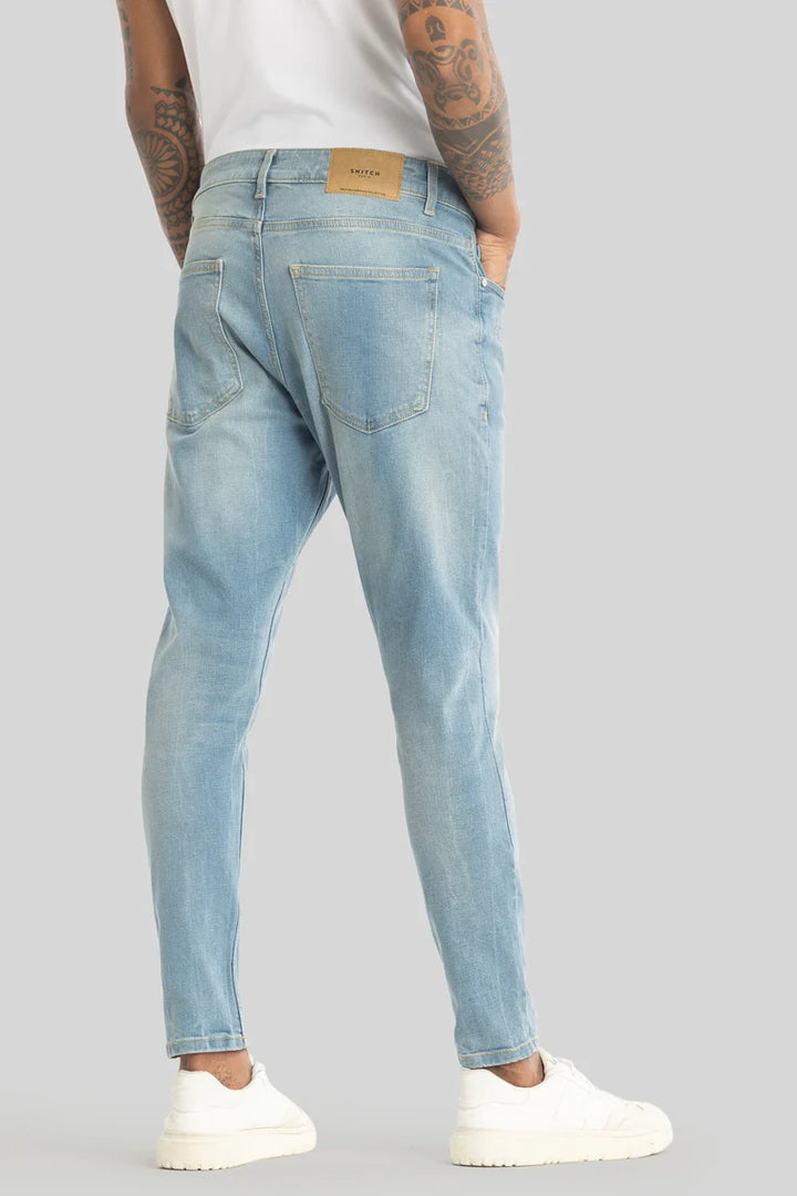 Electric Light Blue Distressed Skinny Fit Jeans