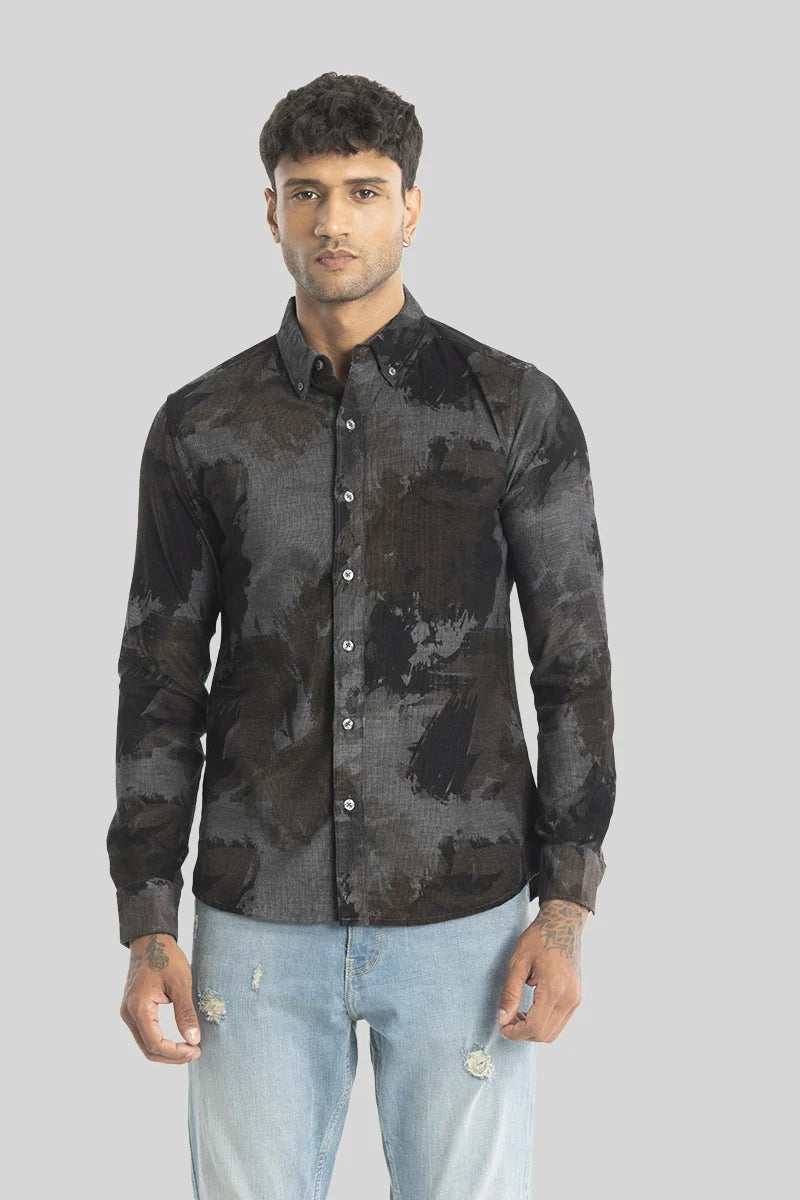 Cesare Grey Abstract Corduroy Shirt