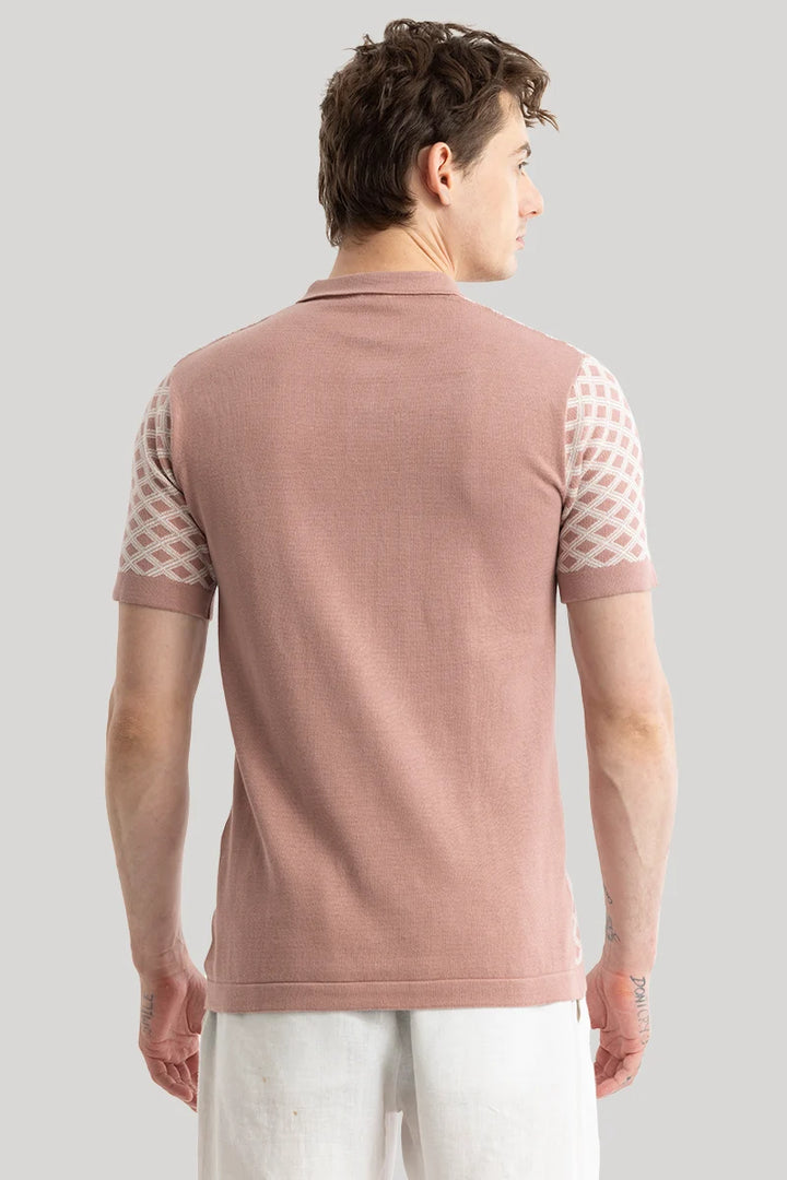 Gianna Pink Geometric Polo T-Shirt