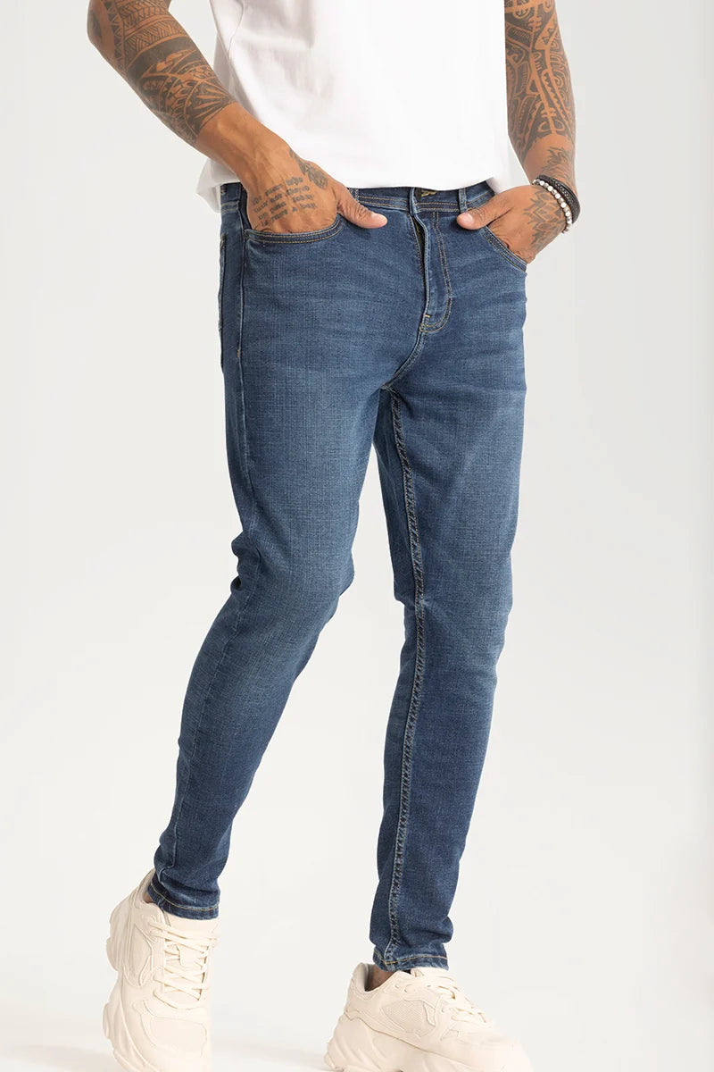 Dark Blue Plain Skinny Fit Jeans