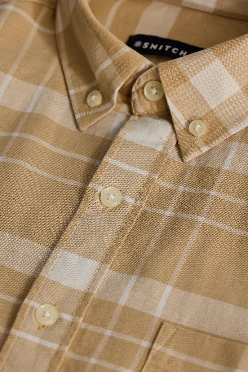 Beige Checks Slim Fit Shirt