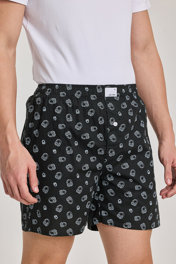 Black Printed Boxer