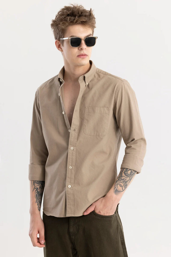 Shirtolo Khaki Plain Shirt