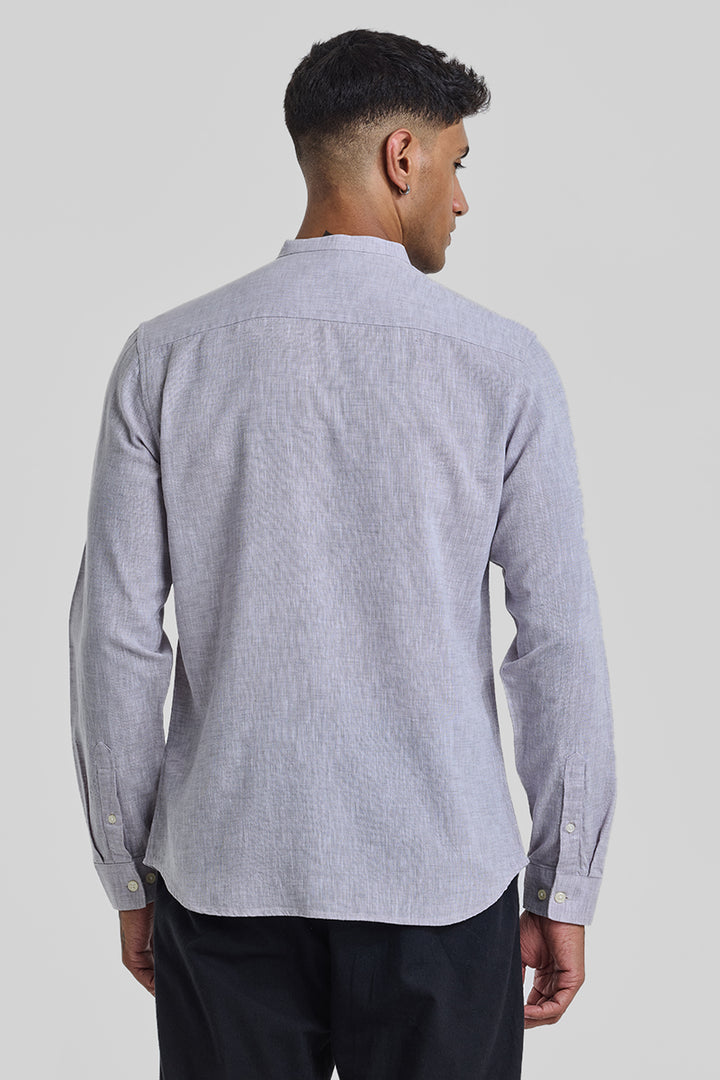 Light Grey Textured Linen Shirt