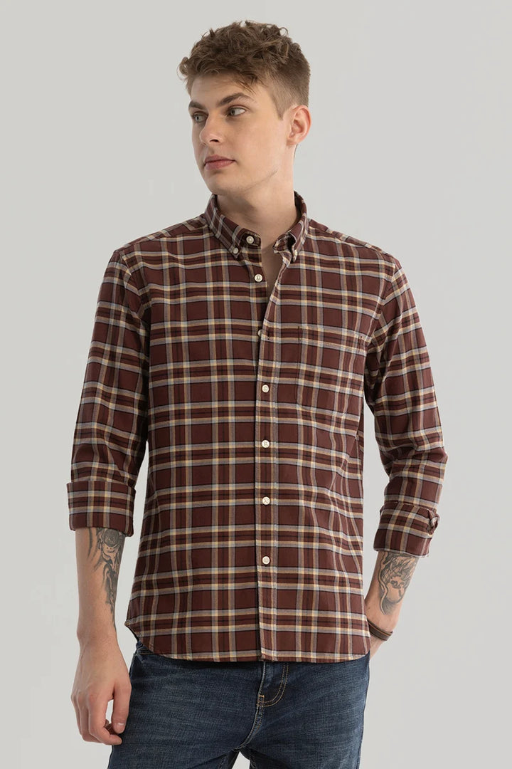 Brown Checks Oxford Shirt