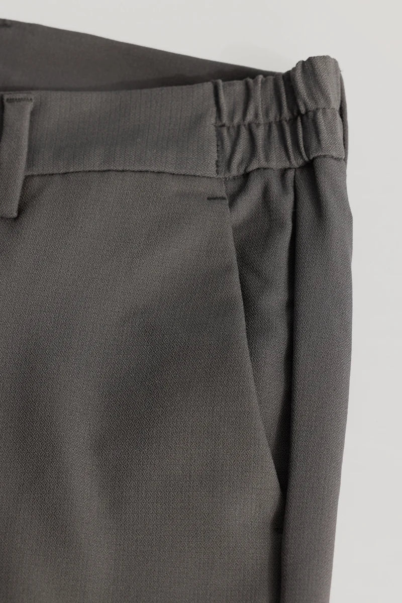 Dark Grey Plain Regular Fit Trousers