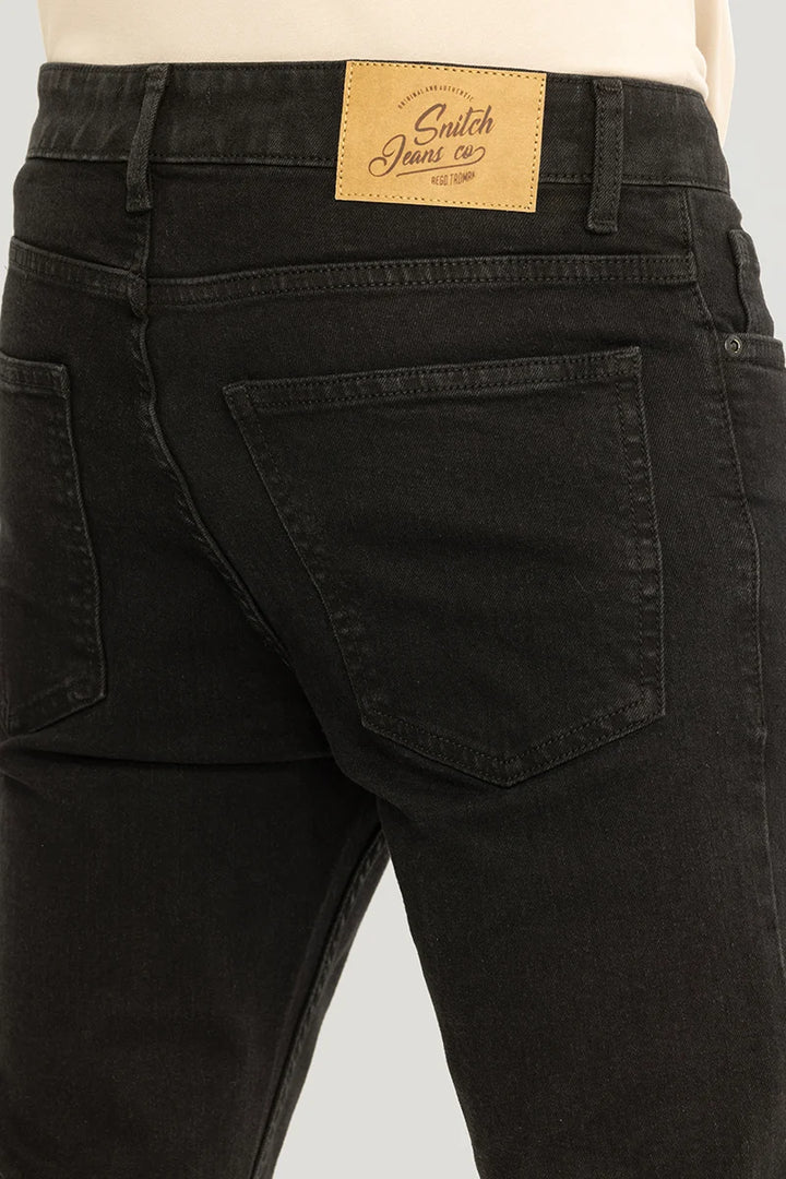 Nexus Black Plain Slim Fit Jeans