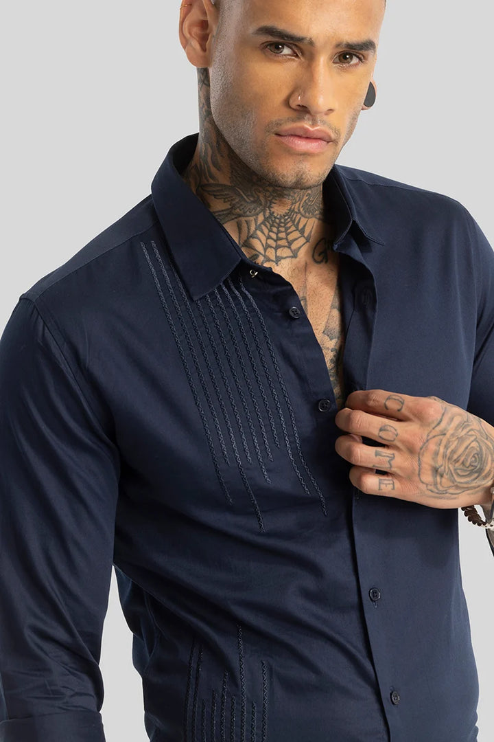 Navy Embroidered Shirt