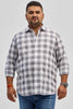 Grey Checks Linen Blend Plus Size Shirt