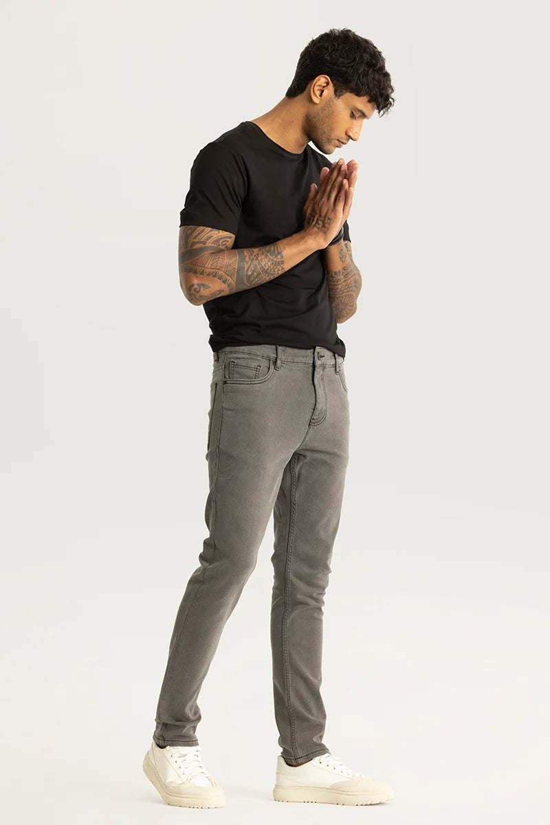 Nexus Light Grey Plain Slim Fit Jeans