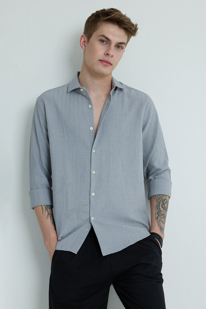 Light Grey Self Stripe Shirt