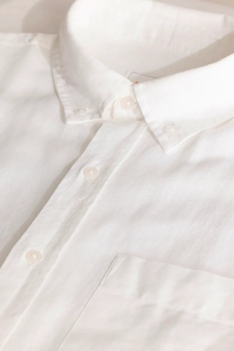 White Linen Blend Shirt