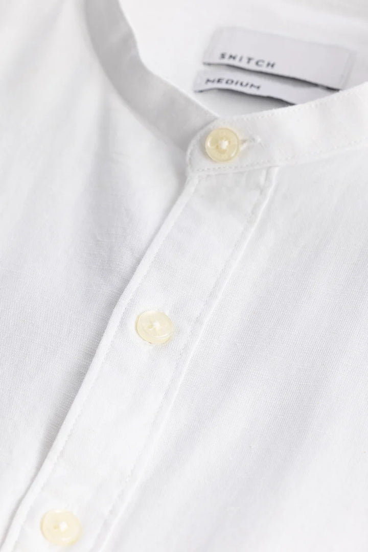 Linen Elegance Plain White Shirt