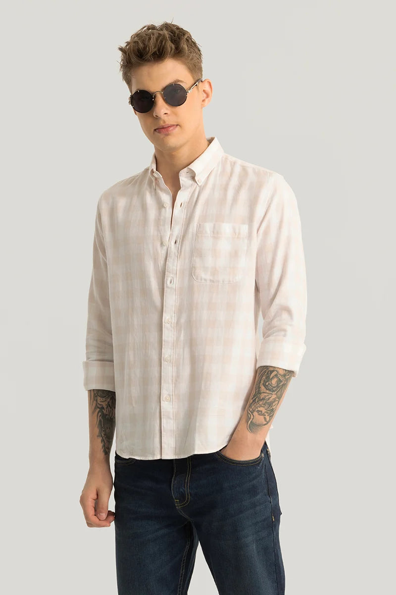 Nicolas Beige Checks Shirt