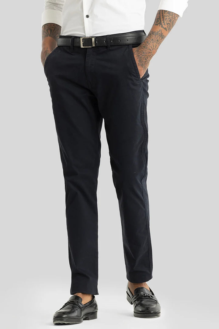 Astral Navy Plain Slim Fit Chinos