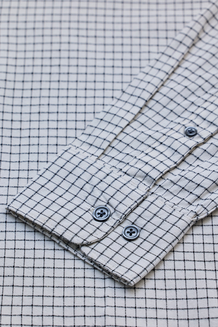 White Mini Checks Slim Fit Shirt