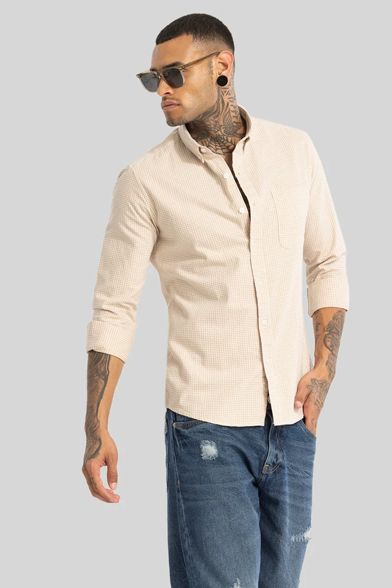 Cream Oxford Checks shirt