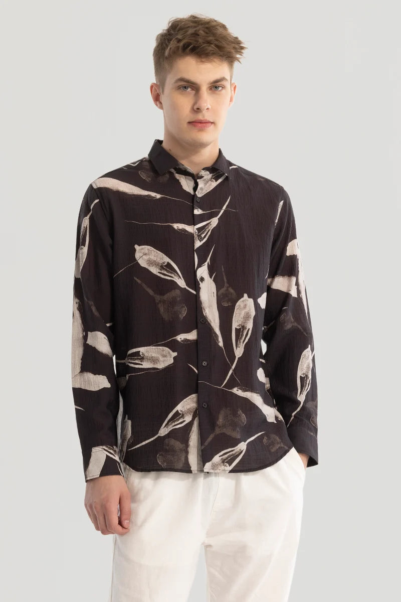 Black Textured Abstract Shirt